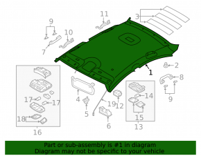 Hyundai Sonata 11-15 headlining for sunroof gray