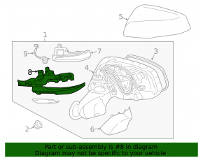 Left side mirror molding for Toyota RAV4 Prime 21-24