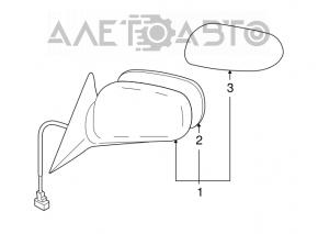 Right mirror element for Subaru Forester, Impreza 98-08