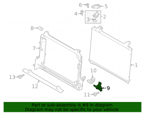 Lower left radiator bracket for Land Rover Range Rover Velar 18-23 2.0T, 3.0T, 5.0T plastic
