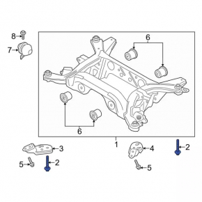 Front subframe mounting bolt 4pcs Ford Mustang mk6 15-125mm