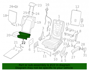 Rear seat cushion cover, 2nd row, right, VW Atlas 24-25, black leather, white stitching, perforation, SE