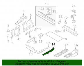 Trunk floor mount left BMW X5 E70 07-13