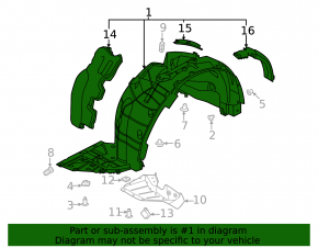 Front right fender liner for Nissan Ariya 23-25