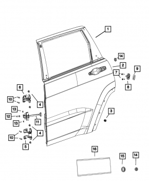 Bare rear left door for a Jeep Grand Cherokee WL 21-25 long
