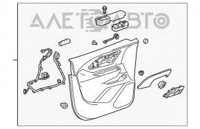 Door trim card front right GMC Terrain 18-20 leather black, Bose