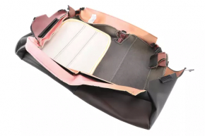 Chevrolet Volt 16 passenger seat back upholstery - black leather, blue stitching, heated