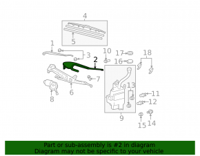 Left wiper arm for Lexus RX300 RX330 RX350 RX400H 04-09