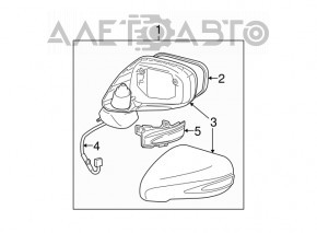Side mirror right Lexus ES350 10-12 turn signal