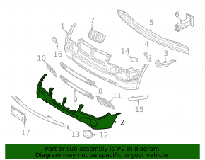 Front bumper bare BMW X3 E83 03-10 Without aero package, 2007-10, without lamp wash