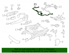 Lexus ES300h ES350 13-18 Small Passenger Seat Wiring