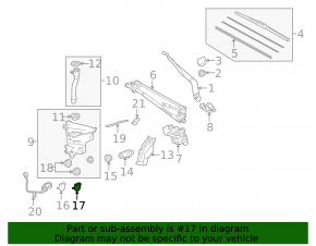 Lexus CT200h 11-17 trunk lid washer motor