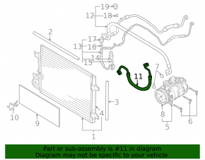 Air conditioning condenser-compressor pipe VW Jetta 11-14 USA TDI