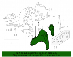 Front right wing Chevrolet Volt 11-15 red GBE, butt