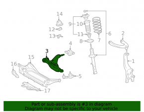 Lower control arm, front right, Lexus GS300 GS350 GS430 GS450h 06-11 rwd