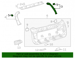 Trunk door trim right Lexus RX350L RX450hL 18-22 long black