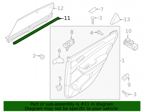 Door glass seal inner rear right Hyundai Sonata 15-19