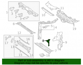 Left radiator deflector for Toyota Crown 2013-2016 Limited, Platinum, XLE, 2.4, 2.5