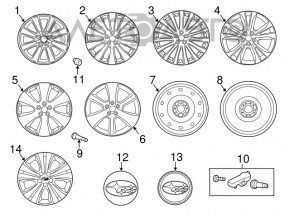 Wheel nuts (5 pcs.) d19 M12x1.25 Subaru Forester 25-26