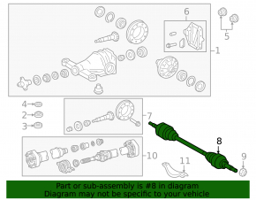 Drive axle shaft rear right Lexus LS460 LS600h 07-17