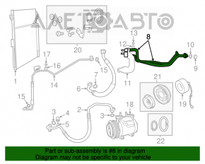 Air conditioner tube heater-condenser first Jeep Grand Cherokee WK2 11-21 3.6