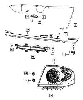 Rear bumper mount under the light right Chrysler 200 4d 11-14