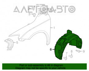 Front left fender liner Chrysler 200 15-17