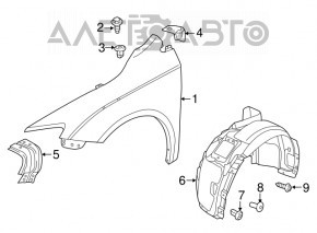 Front left fender liner Chrysler 200 15-17