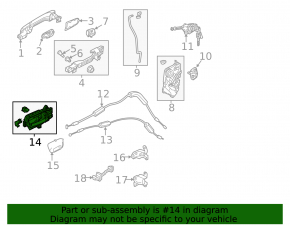 Door handle inner rear right Honda CRV 12-16
