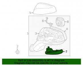 Left side mirror turn signal repeater for Toyota Rav4 19-25