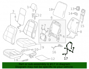 Lexus ES300h ES350 13-18 Small Passenger Seat Wiring, Type 2