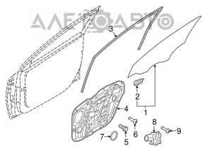 Front left glass seal Hyundai Elantra AD 17-20