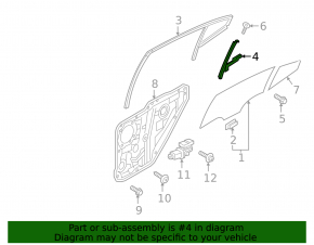 Rear left door glass guide Hyundai Elantra AD 17-20