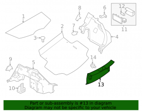 Nissan Leaf trunk opening trim gray 13-17