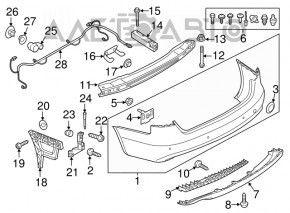 Bare rear bumper Audi A4 B8 13-16 rest for parking sensors