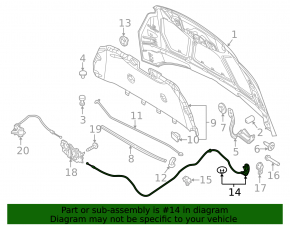 Ford C-max MK2 13-18 hood release cable without bracket