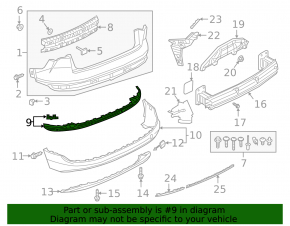 Rear bumper center trim for Audi E-Tron 19-23 with parking sensors, gloss black