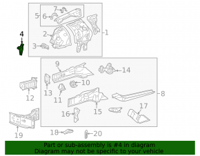 Left wing bracket Lexus IS 14-20