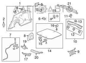 Rear seat folding lever left Honda CRV 12-16 gray, with cable