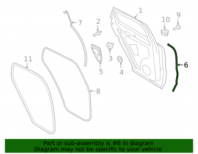Door seal, side rear right front Porsche Cayenne 19-26