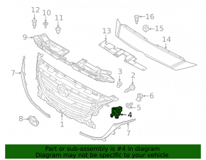 Right radiator grille mount Mazda 3 14-16 BM prerest