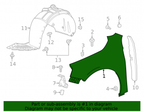 Front right wing Chevrolet Impala 14-20