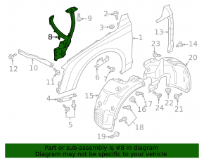 Front right fender bracket for Audi A8 10-18 pre-restoration, large