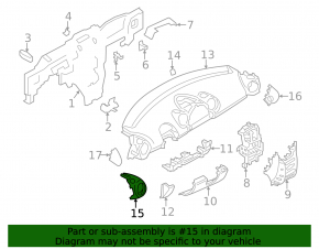Left front panel trim for a Mini Cooper Countryman R60 11-12, under the deflector, black with dark gray, peeling paint