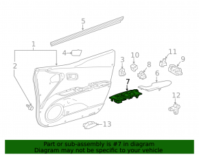 Front right window lift control trim Toyota Prius 50 Prime 16-22