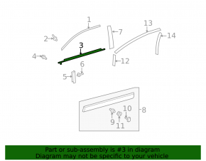 Door-glass molding, central front left, Toyota Venza 09-15