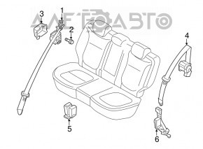 Seat belt rear right Kia Soul 14-19 black