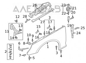Seal wing hood-wing right Audi A4 B9 17- rear