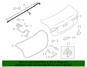 Left trunk lid hinge torsion bar for Mazda 6 18-21