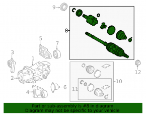 Drive axle shaft rear left Lexus NX300h 15-21 AWD